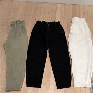 Zara Ankle & Cropped Jeans - Black, White, Olive